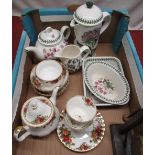 Royal Albert Royal Country Roses tea for two, Port Merion botanic garden tea pot with matching