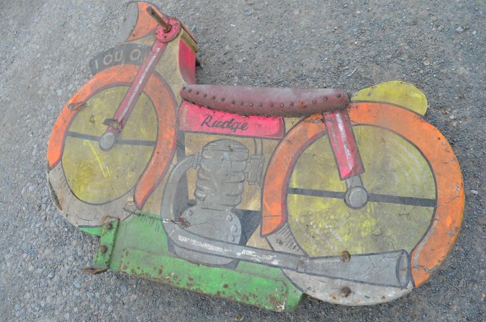 Six vintage wooden carousel motorbikes, each with different period manufacturers, Norton, Vincent - Image 6 of 6