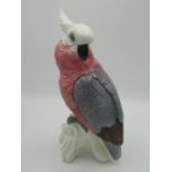 Beswick cockatoo in glazed grey , white and pink H30cm