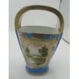 Nortiake blue and gilt flower vase with European imagery and Kosta glass bowl