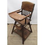 Child's vintage folding high chair/walker, W55cm D50cm H100cm
