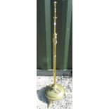 Early C20th brass freestanding telescopic oil lamp, fully extended H215cm (requires some assembly)
