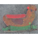 2 vintage wood carousel ride on chickens. A/F