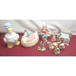 Collection of Beatrix Potter ceramics, inc. Jemima Puddle Duck lidded tureen, Royal Albert figures,