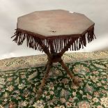 Late Victorian mahogany gypsy table octagonal top on three turned ring supports, W52cm D52cm H67cm