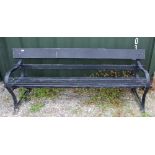 Large railway style bench with wooden slats and large cast ends, L234cm H78cm