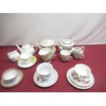 Noritake tea service comprising of tea pot, sugar bowl, milk jug, two cups and saucers, another