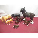 Six Berwick horses, a Large Melba ware cart horse and one other (8)