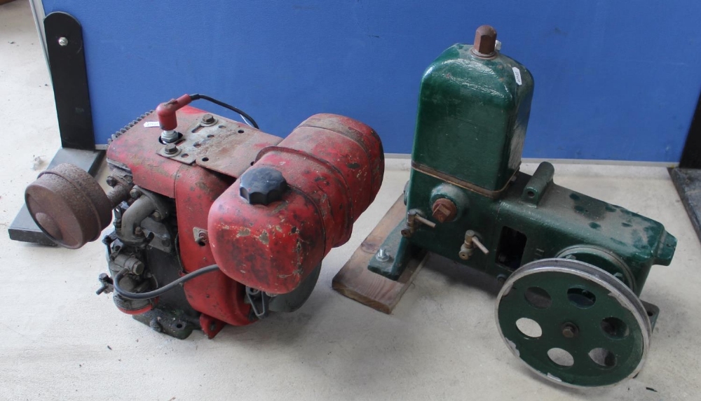 Portable petrol engine and a stationary pulley drive