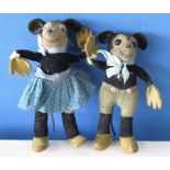 Deans Rag Book Co. 1930s wire framed Mickey Mouse soft toy with black boot button eyes and rubber