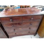 Victorian mahogany chest, moulded top above two short and three long graduated cockbeaded drawers,