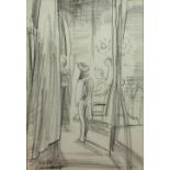 Dame Laura Knight RA RWS (1877-1970); 'Old Vic' black chalk, signed and titled, 34cm x 24cm