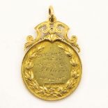 18ct gold FA Cup or English Cup football medal for Newcastle United FC, engraved verso 'English
