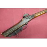 Early C18th German/Austrian wheel lock rifle, with 25 1.4" octagonal rifle barrel, with iron