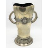 Geo.V hallmarked Sterling Irish silver two handled wine cooler or vase, tapering body with waived