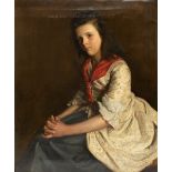 Attributed to Fairlie Harmar (British, 1876 - 1945); 'Miss Allen', oil on canvas, unsigned, label to