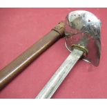 Geo. V officers dress sword with 32" straight part single forward blade engraved with various