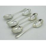 Harlequin Set of six Geo.V hallmarked Sterling silver Old English pattern dessert spoons