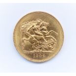 Edw.VII 1902 gold £5 coin, 40g