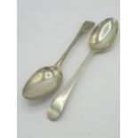 Pair of Geo.III hallmarked sterling table spoons by John Lambe, London, 1784, 4.36ozt (2)
