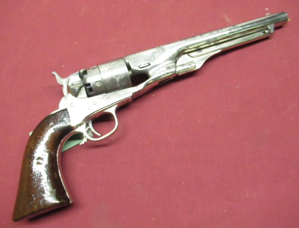 Scarce nickel plated Martial .44 cal Colt army revolver, 1860 model, single action 6 shot, with