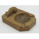 Robert Mouseman Thompson of Kilburn - an oak rectangular ash tray, carved with signature mouse,