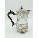 Geo.V hallmarked Sterling silver coffee pot part lobed body and lid, gadrooned rim and circular