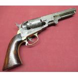 Manhattan .36 cal Navy type percussion revolver 5 shot single action, octagonal 5" barrel stamped