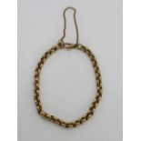 9ct yellow gold belcher chain bracelet, with lobster claw clasp and safety chain, stamped 9K, L20cm,