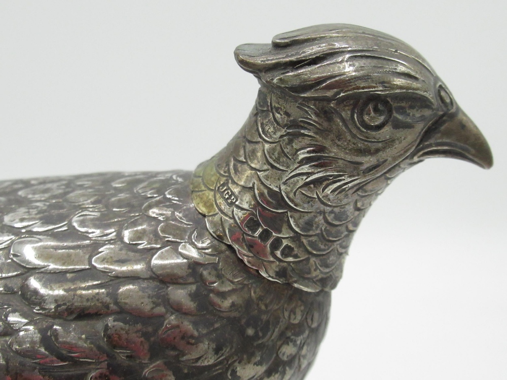 Edwardian Continental silver hallmarked model of a Cock pheasant with detachable head, import - Image 2 of 3