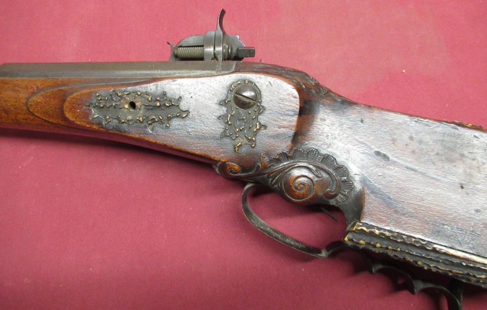 Early C18th German/Austrian wheel lock rifle, with 25 1.4" octagonal rifle barrel, with iron - Image 3 of 6