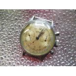Late 1940's Leonias chrome cased hand wound chronograph wristwatch. signed silvered dial with two