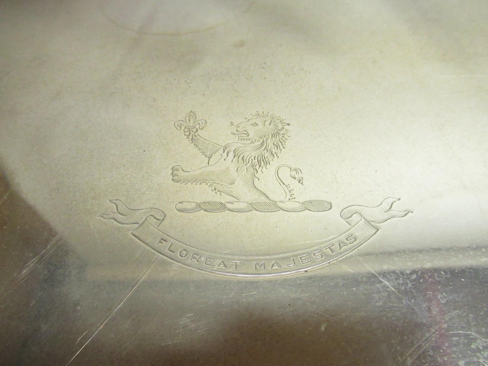 Geo.V hallmarked sterling silver two handled rectangular tray, border cast with roundels and - Image 2 of 3