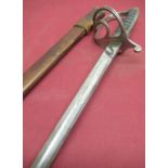 Geo. V Royal Artillery officers dress sword, with 35" single fullered blade with etched detail