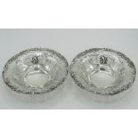 Pair of Edw. VII hallmarked sterling silver bon bon dishes, pierced with acanthus leaves and