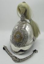 Victorian 1st West Yorkshire Yeomanry Cavalry Officers helmet with chin strap, white horse hair