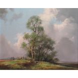 Richard Tearoe (British C20th); 'Summer Pastoral' oil on board, signed, titled on label verso,