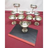 Collection of eleven C19th hallmarked sterling silver champagne goblets, each engraved with