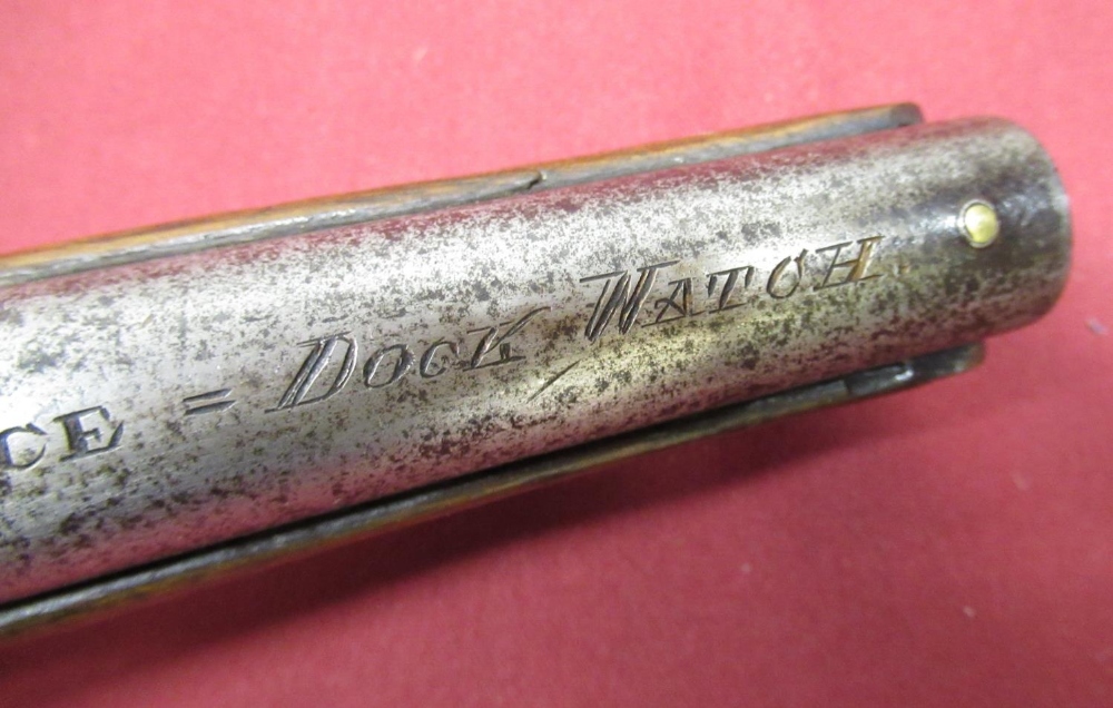 Percussion cap service pistol, with brass mounts 7 1/2" smooth bore barrel, top engraved "Hull River - Image 4 of 4