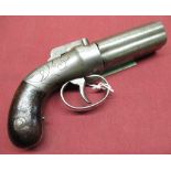 Allen & Wheelock 5 shot double action percussion pepperbox revolver, .31 cal, bar hammer action,