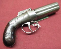 Allen & Wheelock 5 shot double action percussion pepperbox revolver, .31 cal, bar hammer action,