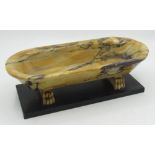 C19th Grand Tour carved Sienna marble model of a Roman bath, on paw supports and rectangular