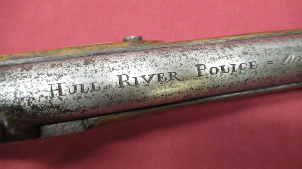 Percussion cap service pistol, with brass mounts 7 1/2" smooth bore barrel, top engraved "Hull River - Image 3 of 4