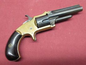 Marlin XXX standard 1872 pocket revolver 5 shot .30 cal rimfire, round 3" barrel, top rib stamped