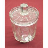 1930s John Walsh Walsh glass biscuit barrel by Clyne Farquharson, body cut with facets and arches,