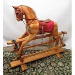 Shackleton of Snainton - large handmade pine Victorian style rocking horse, with glass eyes, open