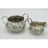 Victorian hallmarked sterling silver two handled sugar bowl repousse decorated with acanthus