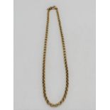 9ct yellow gold belcher chain necklace, with lobster claw clasp and safety chain (AF), stamped