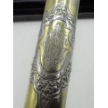 Victorian hallmarked Sterling Scottish silver gilt presentation scroll case decorated with