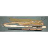 3 short 2 piece boat fishing rods including a Milbro Neptune 6ft. 2 piece boat rod, and a larger 3